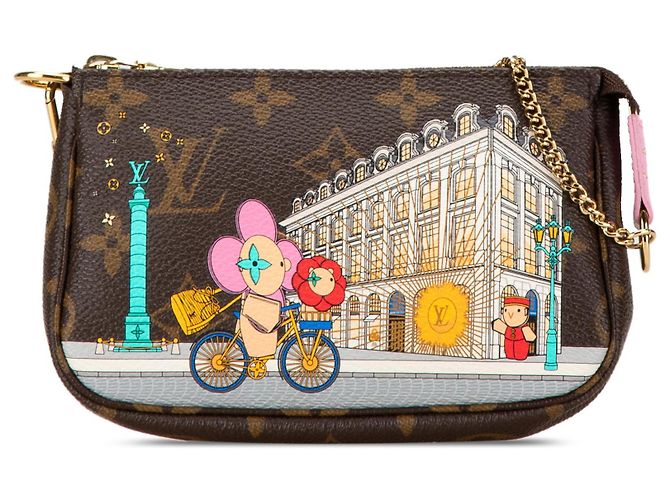 Mini Pochette Accessoires Handtasche Louis Vuitton Monogram Vivienne in Braun in Paris