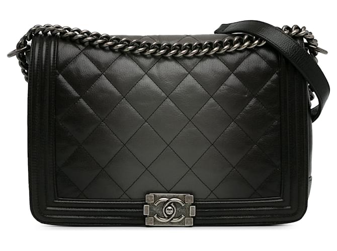 Le Boy Chanel Bolsa crossbody Boy Flap em couro de bezerro ombré cinza grande  ref.1498780