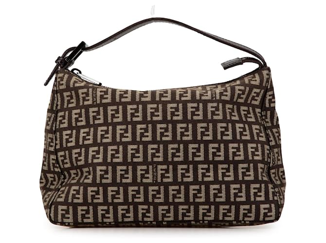 Borsa a mano in tela Zucchino marrone di Fendi Pelle  ref.1498795