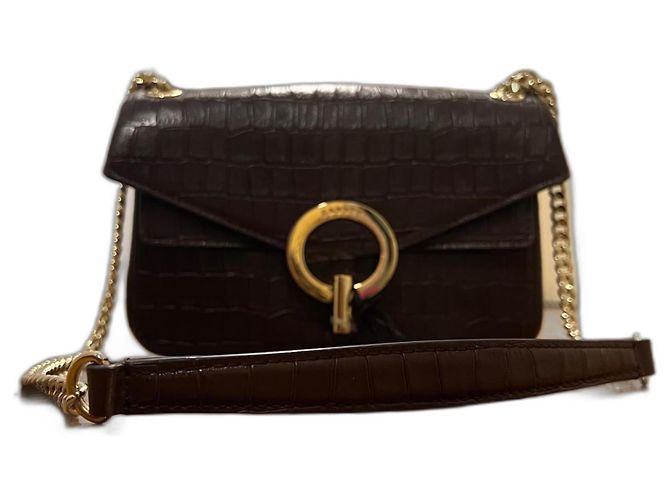Bolsa de mão Sandro em pele de pelo marrom escuro Castanho escuro