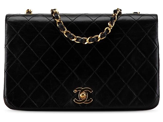 Schwarze Chanel CC gesteppte Lammleder Umhängetasche mit Klappe  ref.1498846