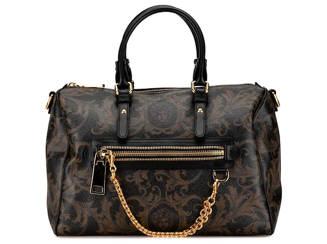 Bolsa Boston Medusa Chain Versace Preta Preto Couro  ref.1498874