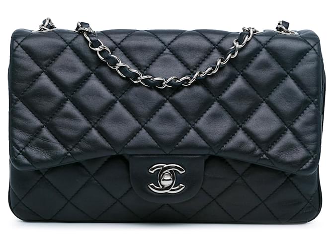 Blue Chanel Medium Quilted Lambskin 3 Accordion Flap Shoulder Bag Leather  ref.1498934