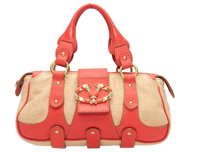 Bolso de mano Valentino en coral y beige Naranja Cuero  ref.1499012