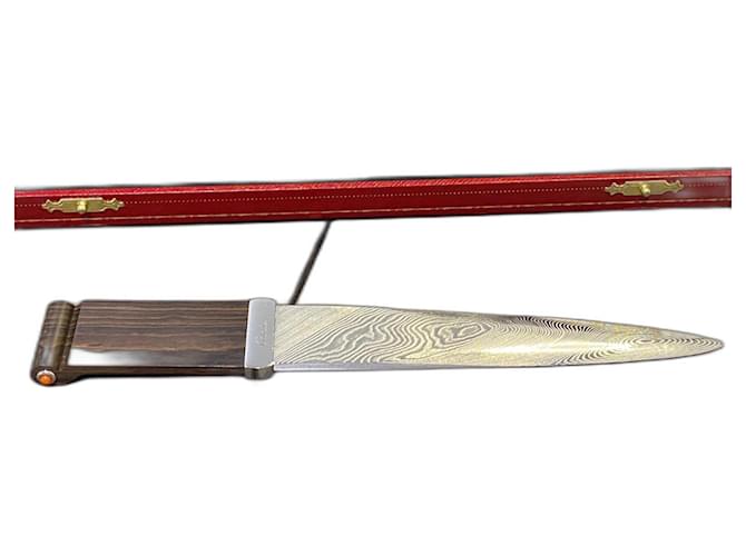 Cartier Letter Opener Limited Edition Damas Steel Grenaille Wood & Coral Metallic  ref.1499100