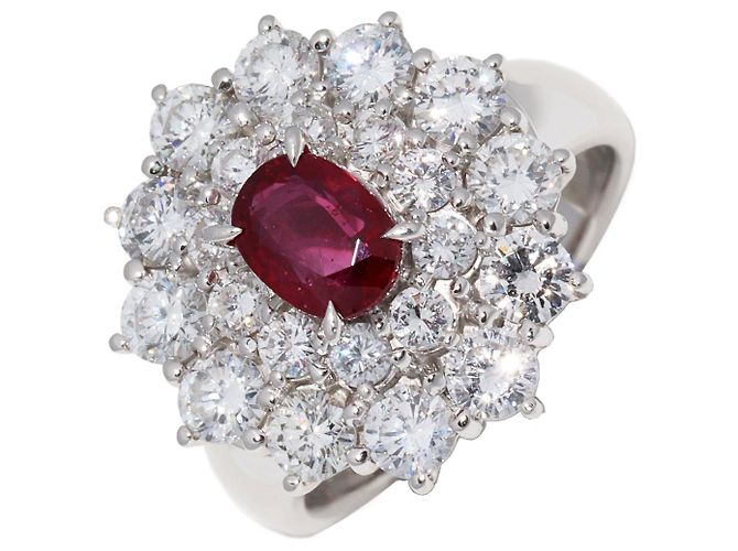 Autre Marque Pt900 Ruby 0.76ct Diamond 2.05ct Ring Size 12