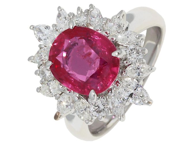 Autre Marque Pt900 Ruby 3.317ct Diamond 2.20ct Ring Size 12.5