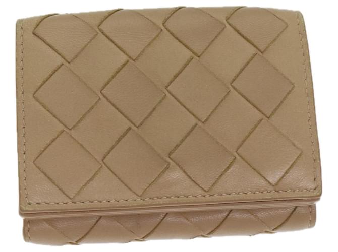 Autre Marque BOTTEGA VENETA INTRECCIATO Compact Wallet Leather Beige Auth 80983  ref.1502061