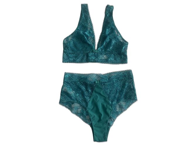 Autre Marque Conjunto de Sujetador Triangular y Braga de Cintura Alta Simone Pérèle Menta Verde