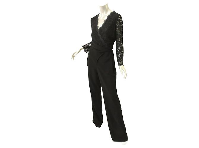 Macacão Marlowe de renda preta Diane Von Furstenberg Preto