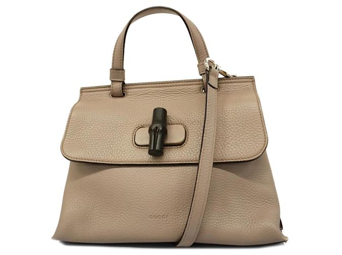 Bolso de mano Gucci Bamboo Castaño Cuero  ref.1502379