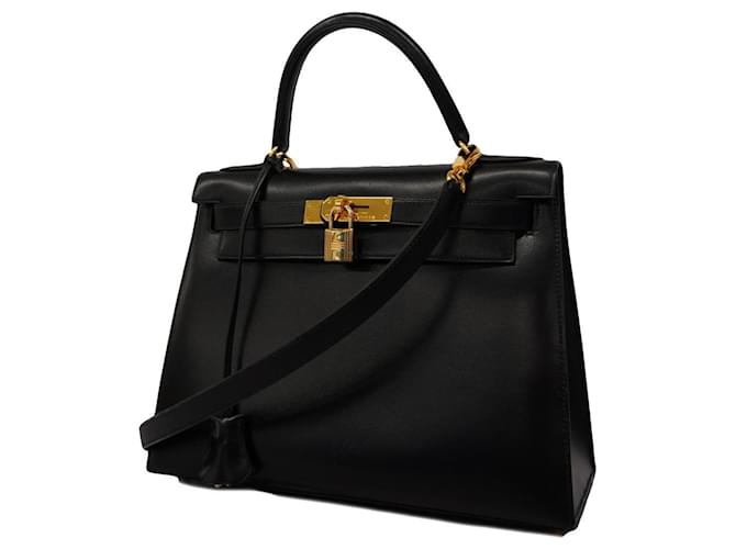 Hermès Hermes Kelly 28 Handbag Black Pony-style calfskin  ref.1502440