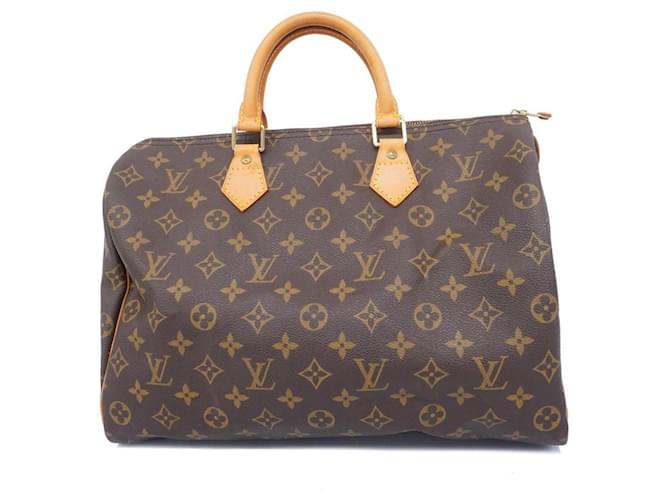 Bolso Louis Vuitton Monogram Speedy 35 Castaño Monograma Charol  ref.1502628