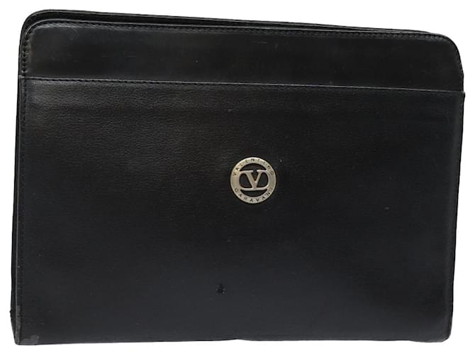 VALENTINO Clutch Bag Leather Black Auth 81331  ref.1502758