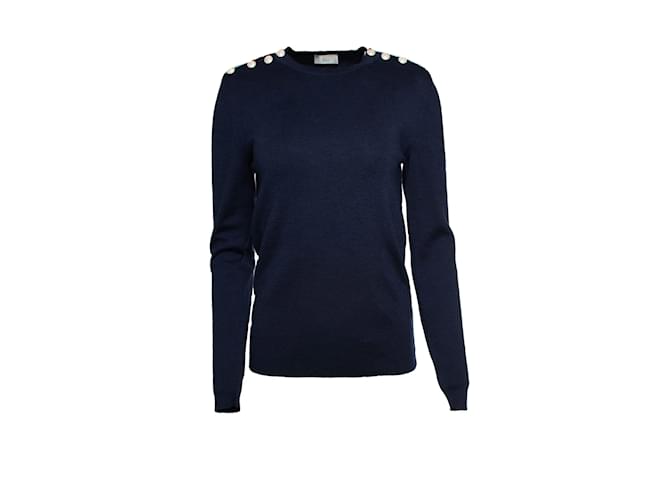 Christian Dior Dior Blue crewneck sweater with buttons Silk Wool ref.1502925 Joli Closet