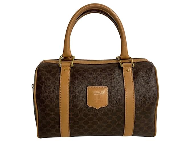 Céline Bolsa de couro com padrão Blason Triomphe da Celine Macadam Marrom Plástico  ref.1503056