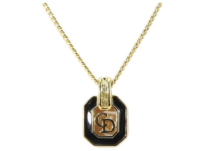 Collana in strass nera e dorata Christian Dior Nero D'oro