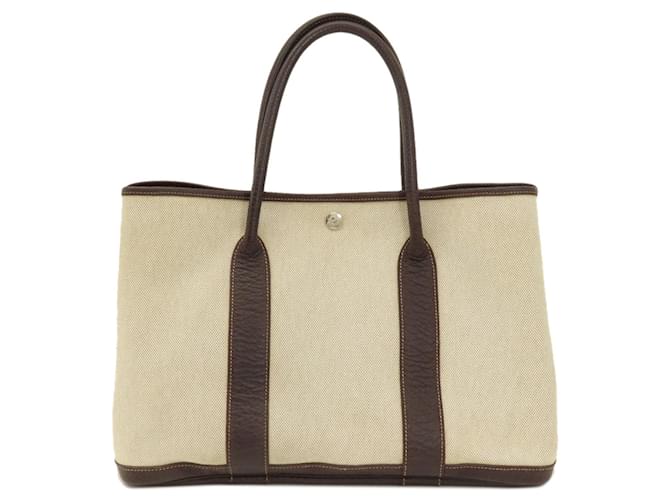 Hermès Borsa tote naturale Hermes Garden PM Marrone Tela  ref.1503114