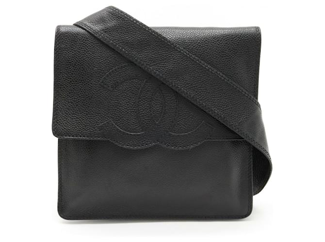 Bolsa de Ombro Pochette Chanel Coco Mark Preto Couro  ref.1503188