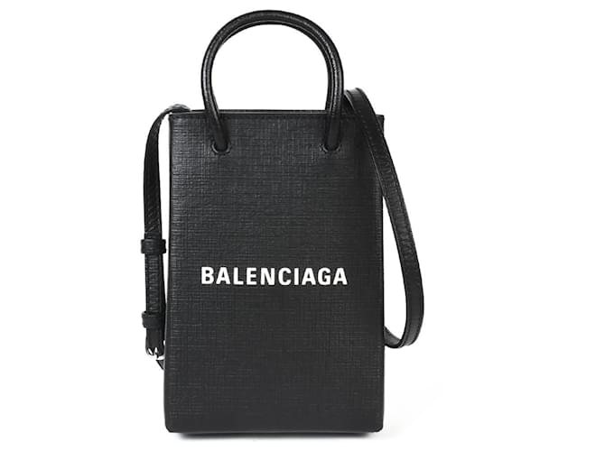 Sac à bandoulière pour téléphone en cuir de veau Balenciaga Noir  ref.1503216