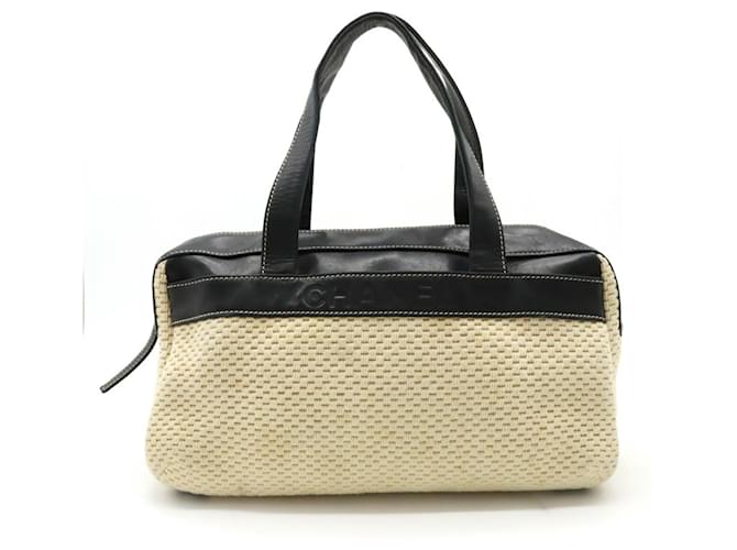 Borsa Boston Chanel Nero Pelle Cotone  ref.1503287