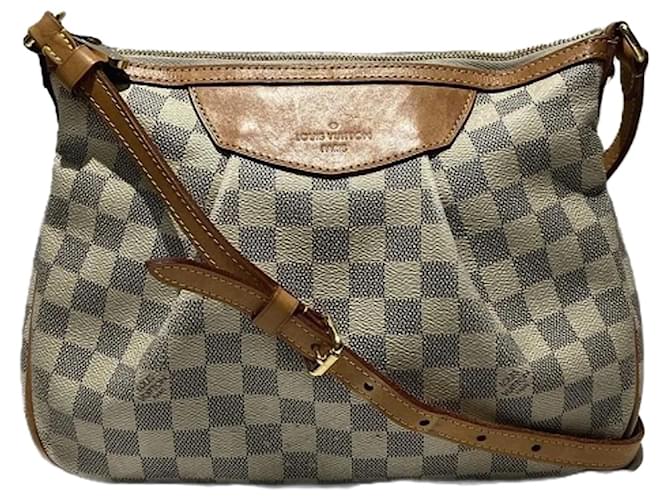 Louis Vuitton Damier Azur Siracusa PM Shoulder Bag White Cloth  ref.1503311