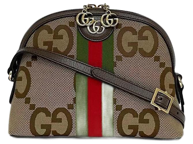 Gucci Shelly Marmont Shoulder Bag Brown Beige Leather Cloth  ref.1503342