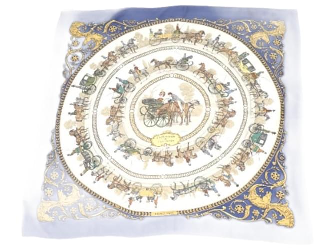 Silk In Hermès Hermes La PROMENADE DE LONGCHAMPS Silk Scarf Blue  ref.1503434