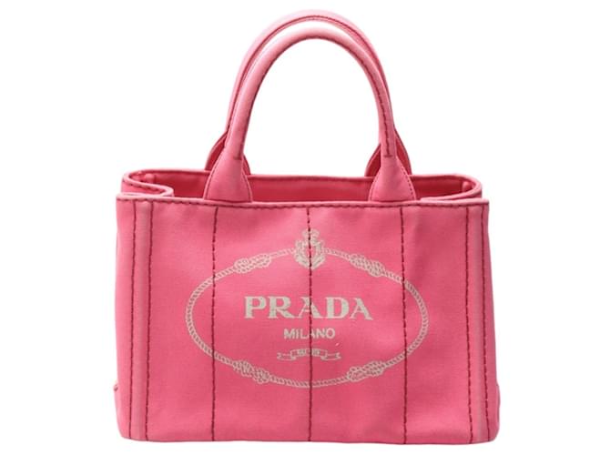 Tote Sac fourre-tout en toile de coton rose Canapa de Prada  ref.1503439