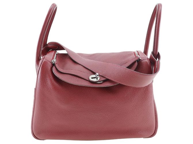 Hermès Bolsa Hermes Lindy em couro Taurillon Clemence vermelho