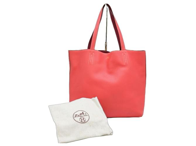 Hermès Hermes Double Sens 45 Tote Bag Pink Red Leather  ref.1503674