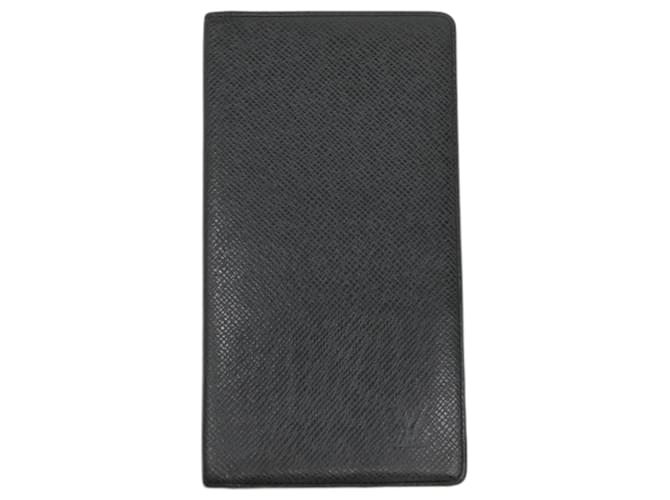 Louis Vuitton Taiga Bi-Fold Wallet Black Grey Leather  ref.1503684