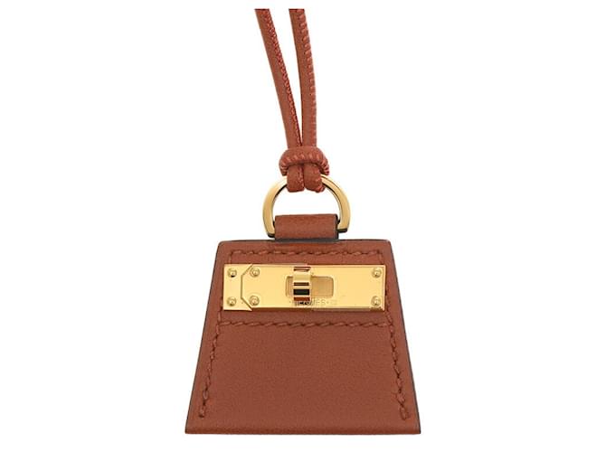 Hermès Hermes Mon Petit Kelly PM Necklace Brown Golden Leather  ref.1503737