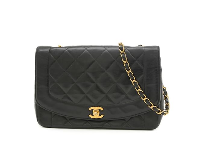 Sac à épaule à chaîne simple Chanel Matelassé Diana Cuir Noir  ref.1503746