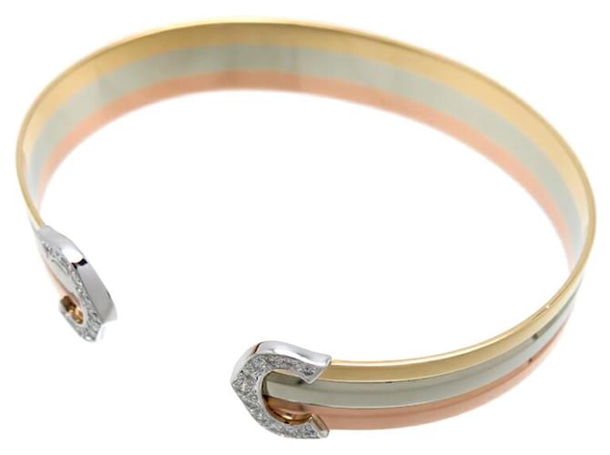 Cartier 2C Diamond Women's Bangle Pink White Yellow Pink gold  ref.1503818