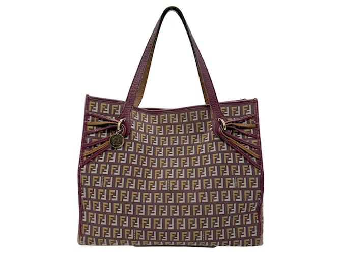 Sac fourre-tout en toile/cuir Zucchino de Fendi  ref.1503857