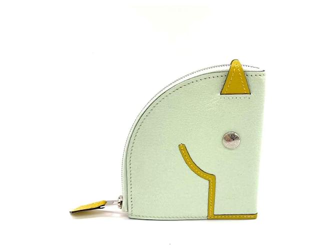 Hermès Porte-monnaie Paddock Hermes en blanc et jaune Diamant  ref.1503975