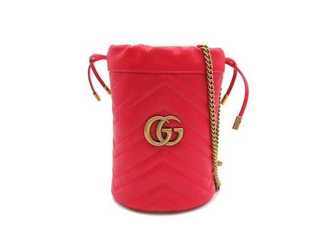 Gucci GG Marmont Mini Bucket Bag Red Leather  ref.1504023