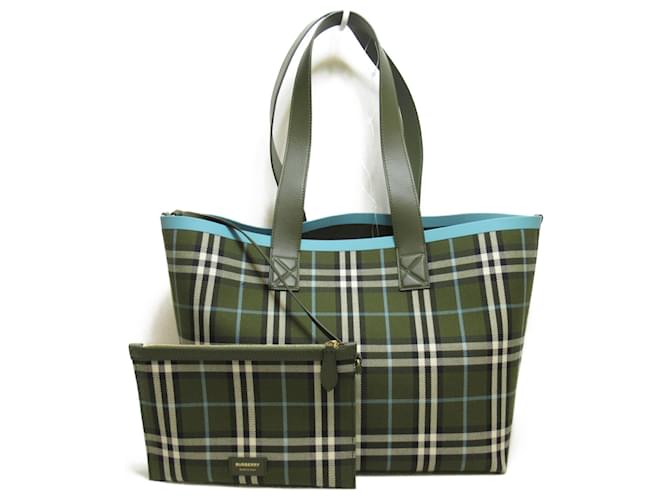 Bolso tote de algodón verde Burberry  ref.1504067