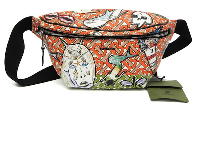 Burberry CASON TB Monogram Ecanvas Scribble Fanny Pack Black