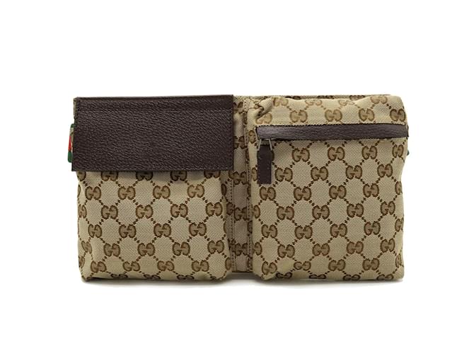 Bolsa Sling Gucci GG Canvas Vermelho Bege Verde Caqui Castanho escuro Lona  ref.1504143