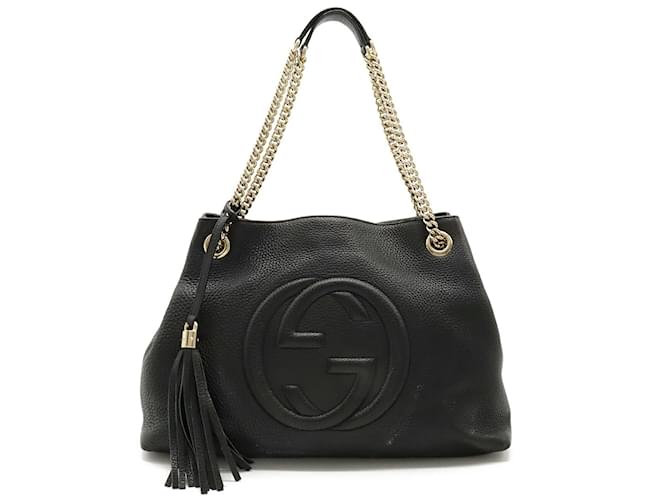 Sac à chaîne Gucci Soho Interlocking G Cuir Noir  ref.1504146