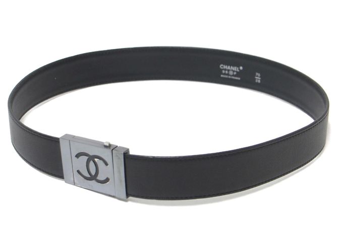 Chanel Vintage schwarze Leder-Gürtel