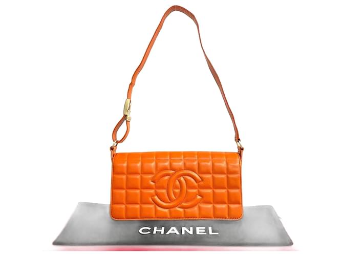 Bolso de cuero chocolate Chanel Naranja  ref.1504197