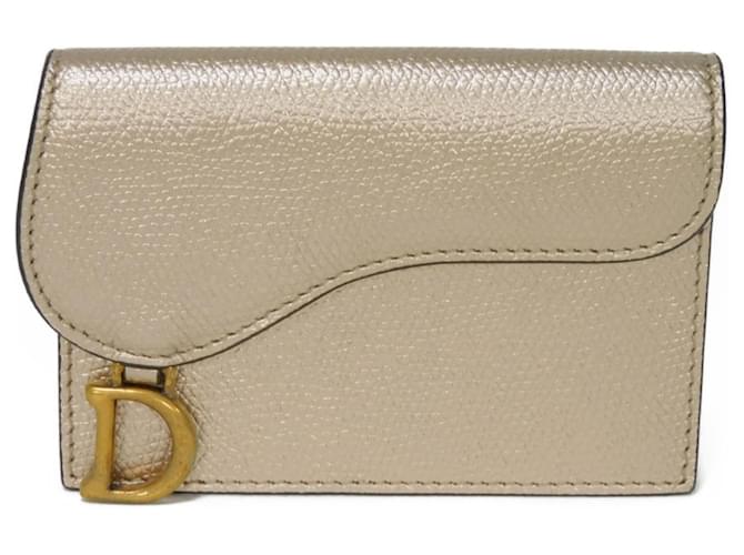 Porte-cartes en cuir rose beige Christian Dior  ref.1504208