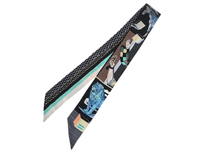 Hermès Écharpe Twilly Nouveau du Grand Théâtre Hermes Soie Noir Multicolore  ref.1504333