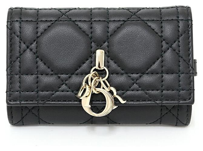 Christian Dior My Aster Key Case Black Leather ref.1504382