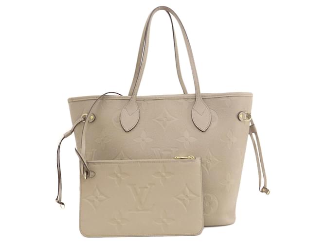 Borsa tote Neverfull MM Empreinte Louis Vuitton Beige Grigio Tela  ref.1504441