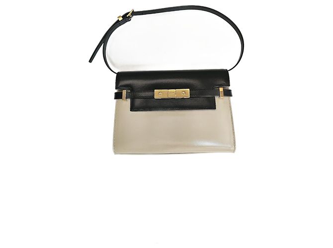 Saint Laurent Manhattan Small Beige Leather Handbag