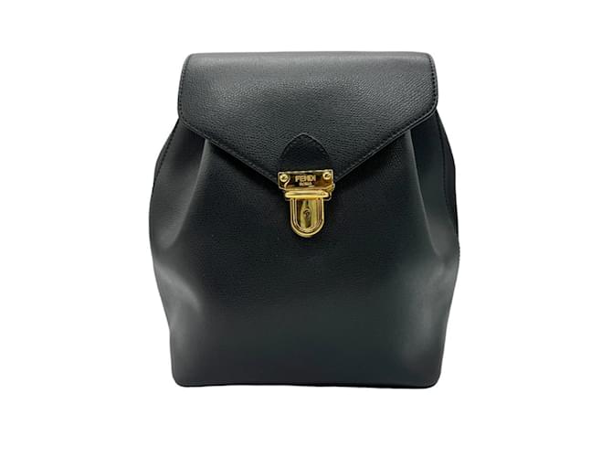 Sac à dos en cuir noir Fendi  ref.1504559